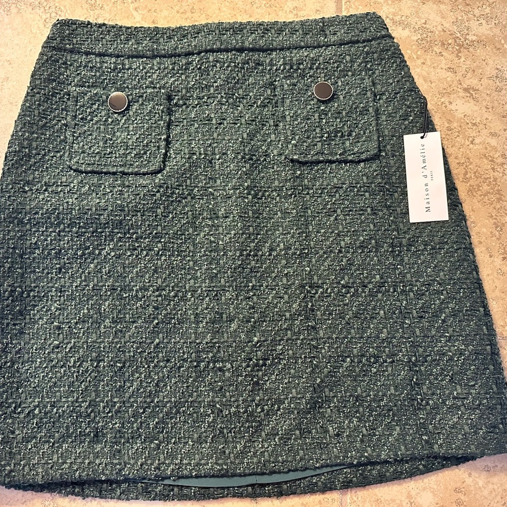 Mini Green A-Line Skirt for Work